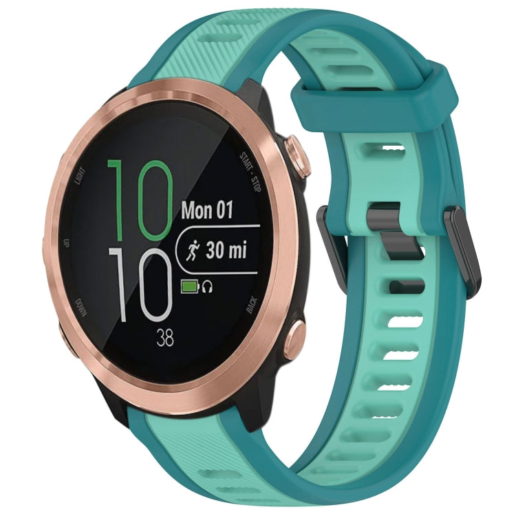 For Garmin Forerunner 645 / 645 Music 20mm Two Color Textured Silicone Watch Band(Teal) - Watch Bands by PMC TechLife | Online Shopping South Africa | PMC TechLife