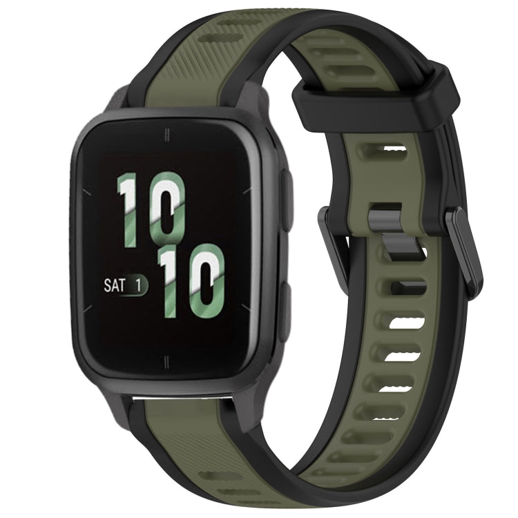 For Garmin Forerunner Sq2 / Sq2 Music 20mm Two Color Textured Silicone Watch Band(Green+Black) - Watch Bands by PMC TechLife | Online Shopping South Africa | PMC TechLife