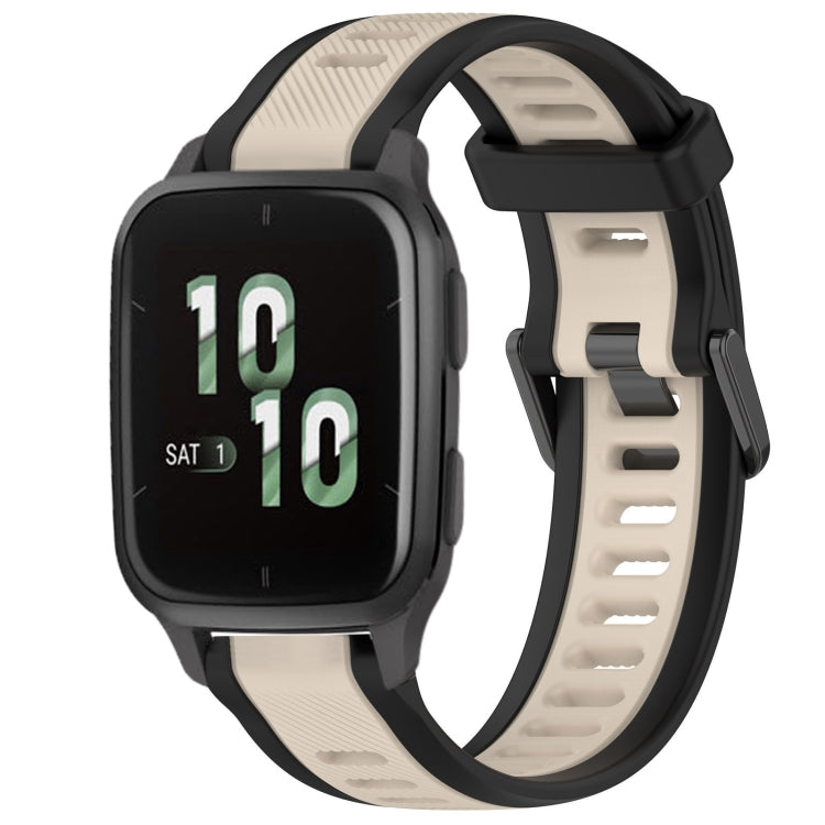 For Garmin Forerunner Sq2 / Sq2 Music 20mm Two Color Textured Silicone Watch Band(Starlight + Black) - Watch Bands by PMC TechLife | Online Shopping South Africa | PMC TechLife