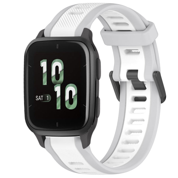 For Garmin Forerunner Sq2 / Sq2 Music 20mm Two Color Textured Silicone Watch Band(White+Grey) - Watch Bands by PMC TechLife | Online Shopping South Africa | PMC TechLife