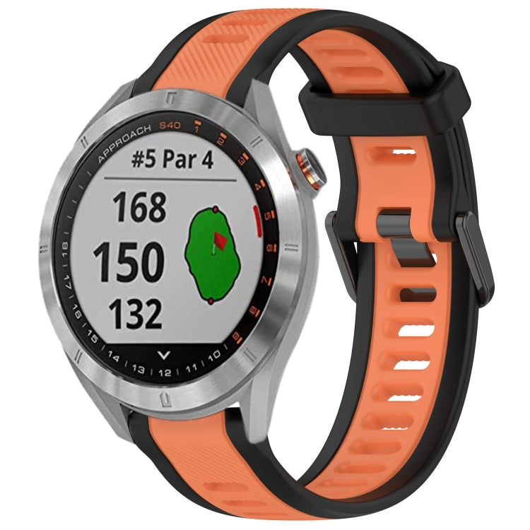 For Garmin Approach S40 20mm Two Color Textured Silicone Watch Band(Orange+Black) - Watch Bands by PMC TechLife | Online Shopping South Africa | PMC TechLife