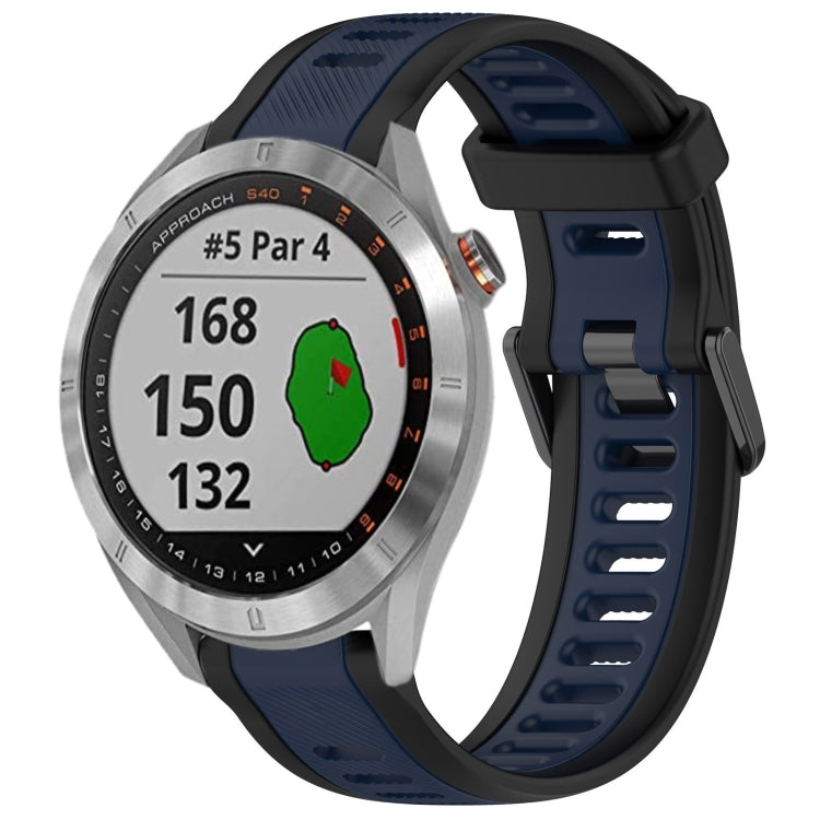 For Garmin Approach S40 20mm Two Color Textured Silicone Watch Band(Midnight Blue+Black) - Watch Bands by PMC TechLife | Online Shopping South Africa | PMC TechLife