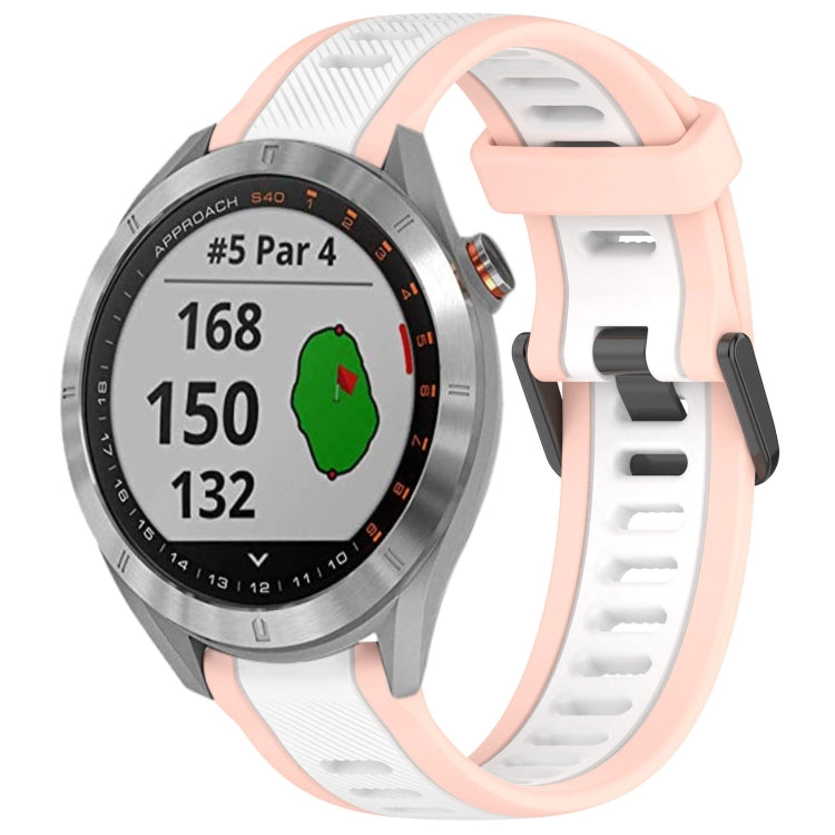 For Garmin Approach S40 20mm Two Color Textured Silicone Watch Band(White+Pink) - Watch Bands by PMC TechLife | Online Shopping South Africa | PMC TechLife