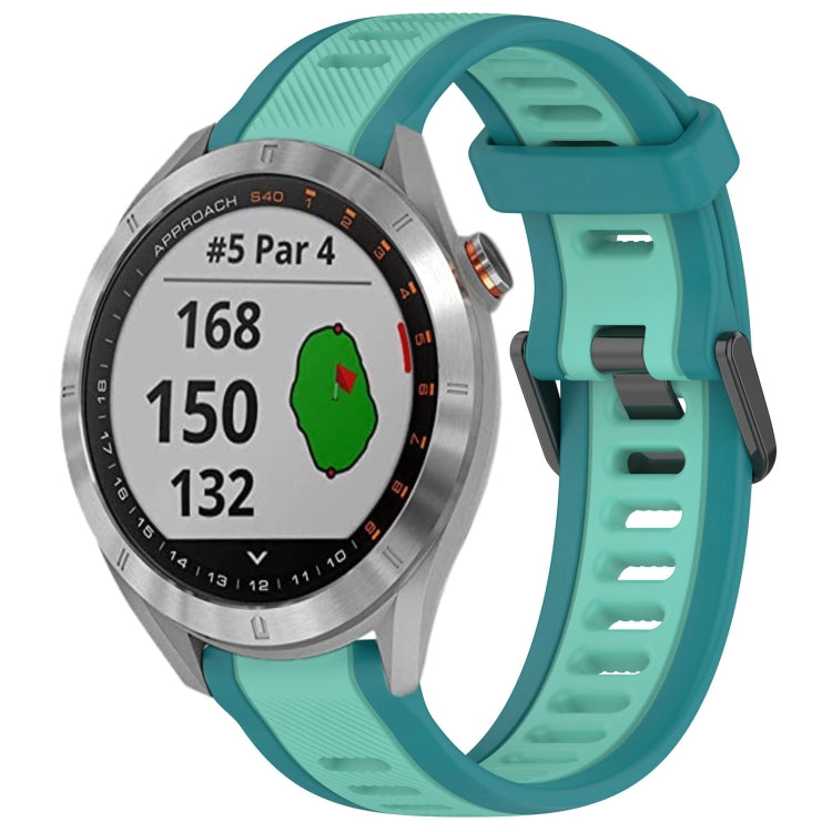 For Garmin Approach S40 20mm Two Color Textured Silicone Watch Band(Teal) - Watch Bands by PMC TechLife | Online Shopping South Africa | PMC TechLife