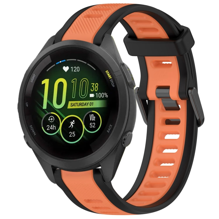 For Garmin Forerunner 265S 18mm Two Color Textured Silicone Watch Band(Orange+Black) - Watch Bands by PMC TechLife | Online Shopping South Africa | PMC TechLife