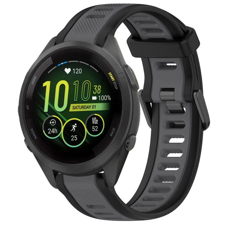For Garmin Forerunner 265S 18mm Two Color Textured Silicone Watch Band(Grey+Black) - free shipping - PMC TechLife - Order now!