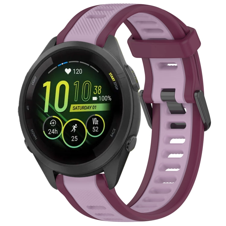 For Garmin Forerunner 265S 18mm Two Color Textured Silicone Watch Band(Purple) - Watch Bands by PMC TechLife | Online Shopping South Africa | PMC TechLife