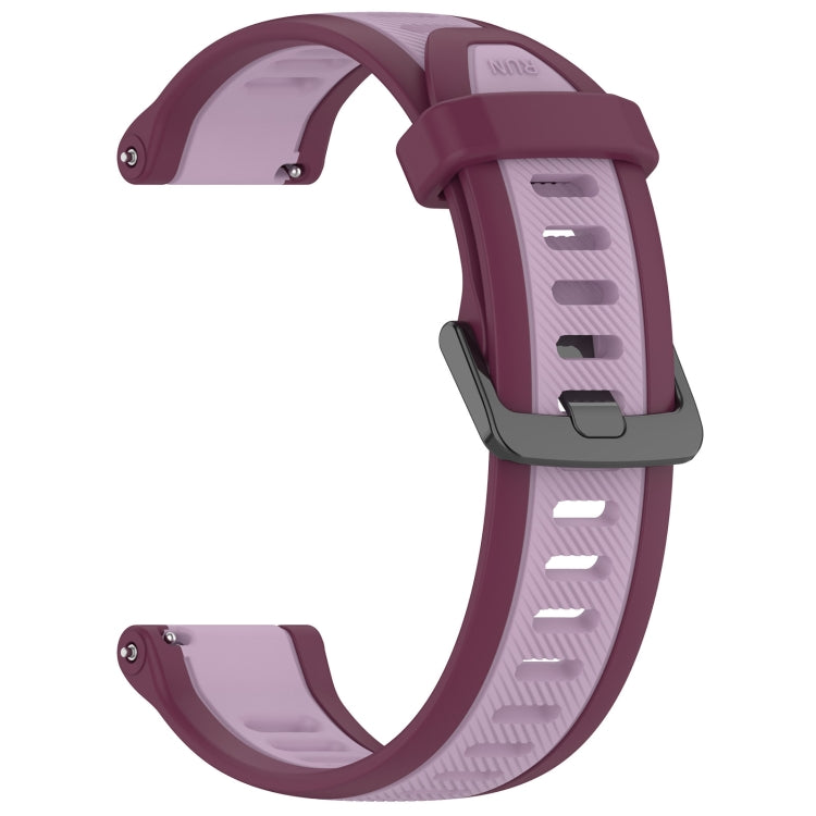 For Garmin Forerunner 265S 18mm Two Color Textured Silicone Watch Band(Purple) - Watch Bands by PMC TechLife | Online Shopping South Africa | PMC TechLife