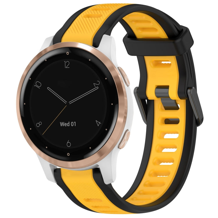 For Garmin Active S 18mm Two Color Textured Silicone Watch Band(Yellow+Black) - Watch Bands by PMC TechLife | Online Shopping South Africa | PMC TechLife