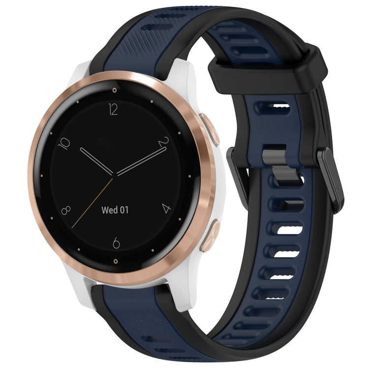 For Garmin Active S 18mm Two Color Textured Silicone Watch Band(Midnight Blue+Black) - Watch Bands by PMC TechLife | Online Shopping South Africa | PMC TechLife