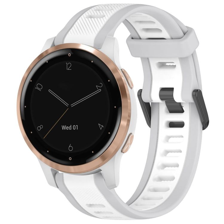 For Garmin Active S 18mm Two Color Textured Silicone Watch Band(White+Grey) - Watch Bands by PMC TechLife | Online Shopping South Africa | PMC TechLife