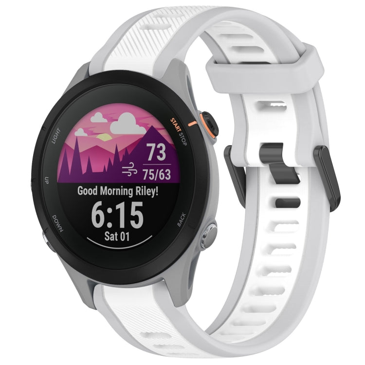 For Garmin Forerunner 255S 18mm Two Color Textured Silicone Watch Band(White+Grey) - Watch Bands by PMC TechLife | Online Shopping South Africa | PMC TechLife