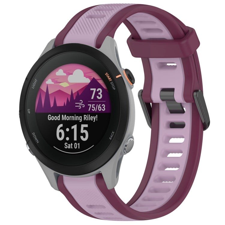 For Garmin Forerunner 255S 18mm Two Color Textured Silicone Watch Band(Purple) - Watch Bands by PMC TechLife | Online Shopping South Africa | PMC TechLife