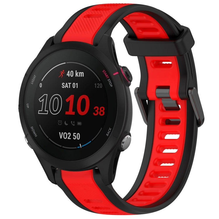For Garmin Forerunner 255S Music 18mm Two Color Textured Silicone Watch Band(Red+Black) - Watch Bands by PMC TechLife | Online Shopping South Africa | PMC TechLife