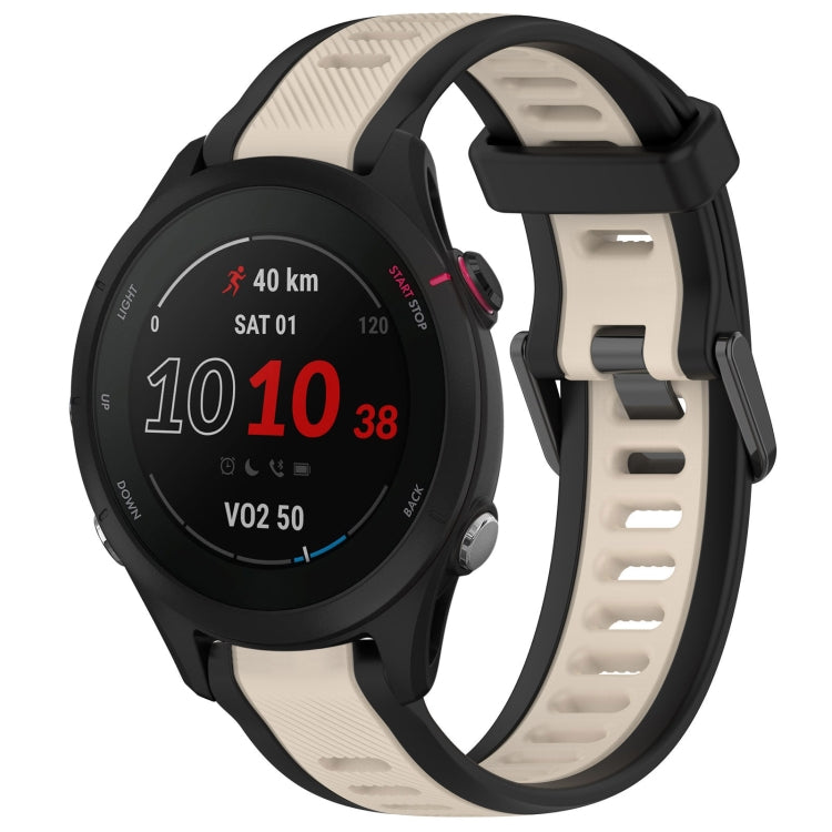 For Garmin Forerunner 255S Music 18mm Two Color Textured Silicone Watch Band(Starlight + Black) - Watch Bands by PMC TechLife | Online Shopping South Africa | PMC TechLife