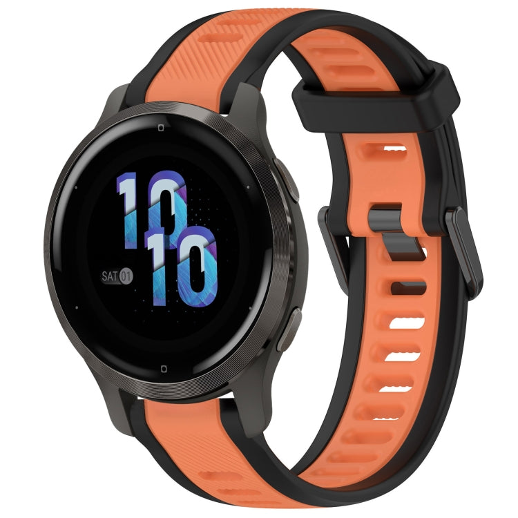 For Garmin Venu 2S 18mm Two Color Textured Silicone Watch Band(Orange+Black) - Watch Bands by PMC TechLife | Online Shopping South Africa | PMC TechLife