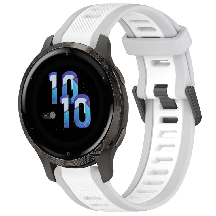 For Garmin Venu 2S 18mm Two Color Textured Silicone Watch Band(White+Grey) - Watch Bands by PMC TechLife | Online Shopping South Africa | PMC TechLife