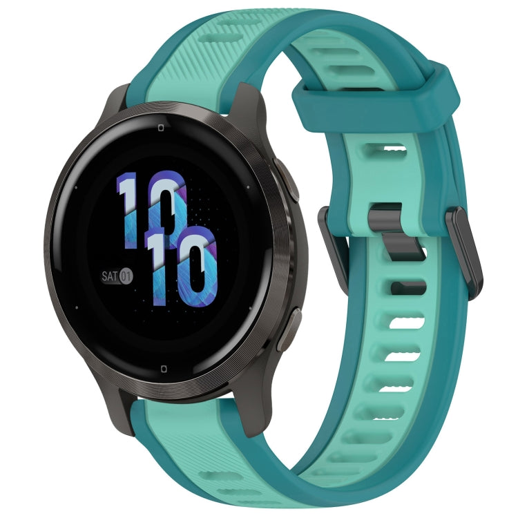 For Garmin Venu 2S 18mm Two Color Textured Silicone Watch Band(Teal) - Watch Bands by PMC TechLife | Online Shopping South Africa | PMC TechLife
