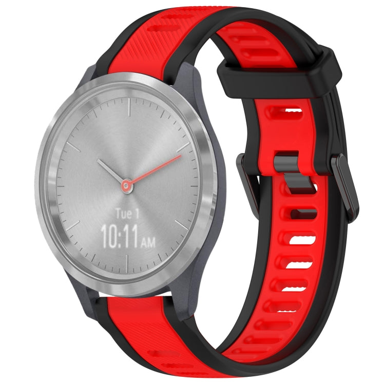 For Garmin Vivomove 3S 18mm Two Color Textured Silicone Watch Band(Red+Black) - Watch Bands by PMC TechLife | Online Shopping South Africa | PMC TechLife