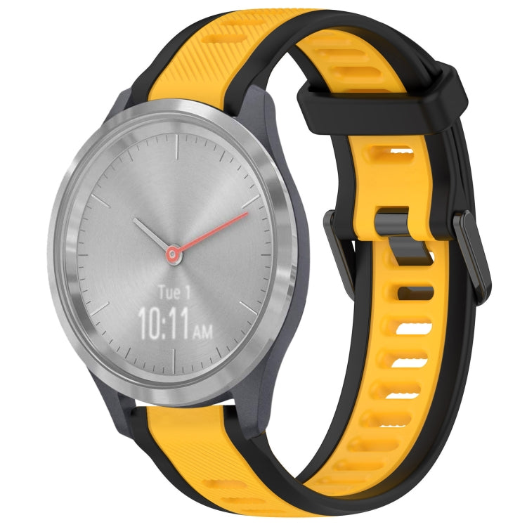 For Garmin Vivomove 3S 18mm Two Color Textured Silicone Watch Band(Yellow+Black) - Watch Bands by PMC TechLife | Online Shopping South Africa | PMC TechLife
