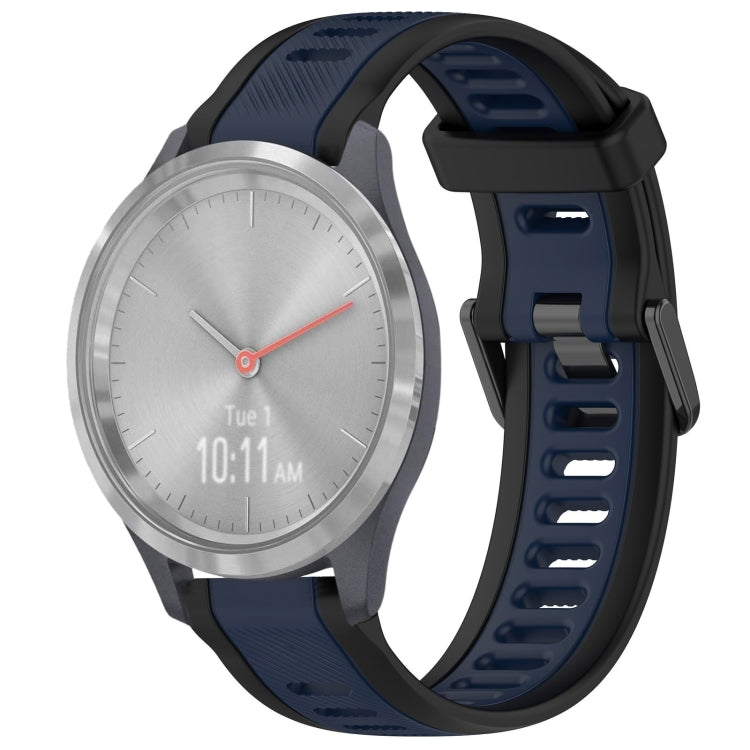 For Garmin Vivomove 3S 18mm Two Color Textured Silicone Watch Band(Midnight Blue+Black) - Watch Bands by PMC TechLife | Online Shopping South Africa | PMC TechLife