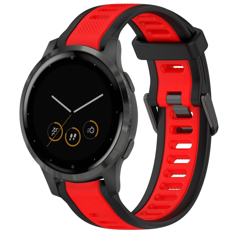 For Garmin Vivoactive 4S 18mm Two Color Textured Silicone Watch Band(Red+Black) - Watch Bands by PMC TechLife | Online Shopping South Africa | PMC TechLife