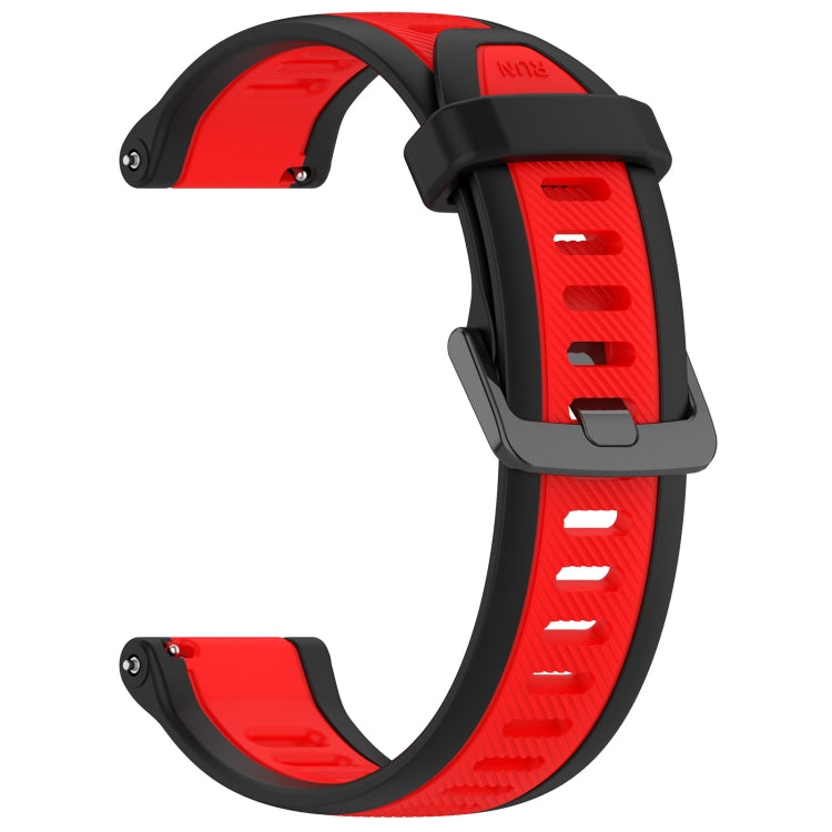 For Garmin Vivoactive 4S 18mm Two Color Textured Silicone Watch Band(Red+Black) - Watch Bands by PMC TechLife | Online Shopping South Africa | PMC TechLife