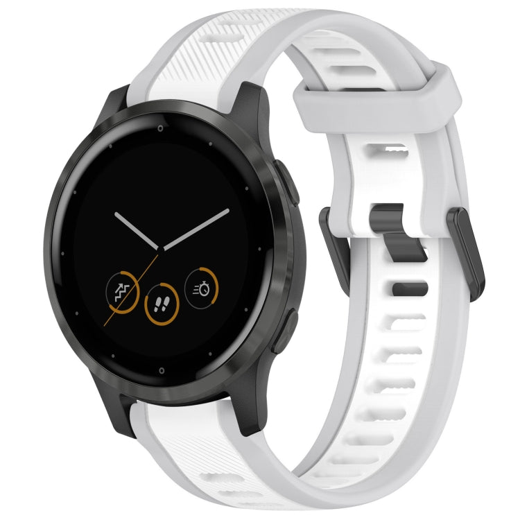 For Garmin Vivoactive 4S 18mm Two Color Textured Silicone Watch Band(White+Grey) - Watch Bands by PMC TechLife | Online Shopping South Africa | PMC TechLife