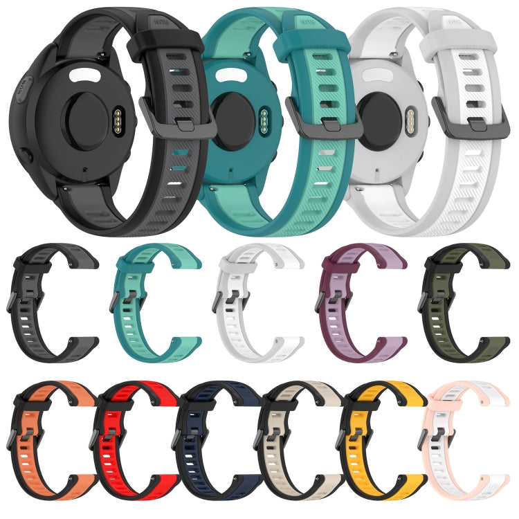 For Garmin Forerunner 265S Music 18mm Two Color Textured Silicone Watch Band(Teal) - Watch Bands by PMC TechLife | Online Shopping South Africa | PMC TechLife