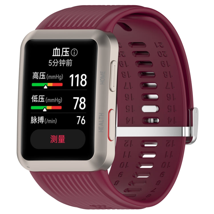 For Huawei Watch D Blood Pressure Watch Silicone Watch Band(Wine Red) - Watch Bands by PMC TechLife | Online Shopping South Africa | PMC TechLife | Buy Now Pay Later Mobicred