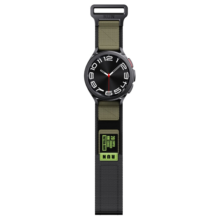 20mm Two Color Nylon Canvas Hook And Loop Fastener Watch Band(Black+Green) - 20mm Bands by PMC TechLife | Online Shopping South Africa | PMC TechLife