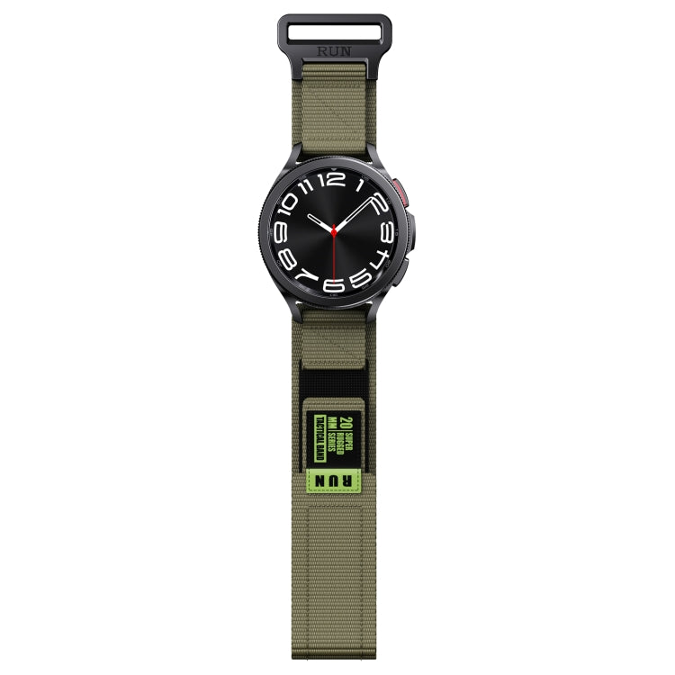 20mm Two Color Nylon Canvas Hook And Loop Fastener Watch Band(Army Green+Black) - 20mm Bands by PMC TechLife | Online Shopping South Africa | PMC TechLife