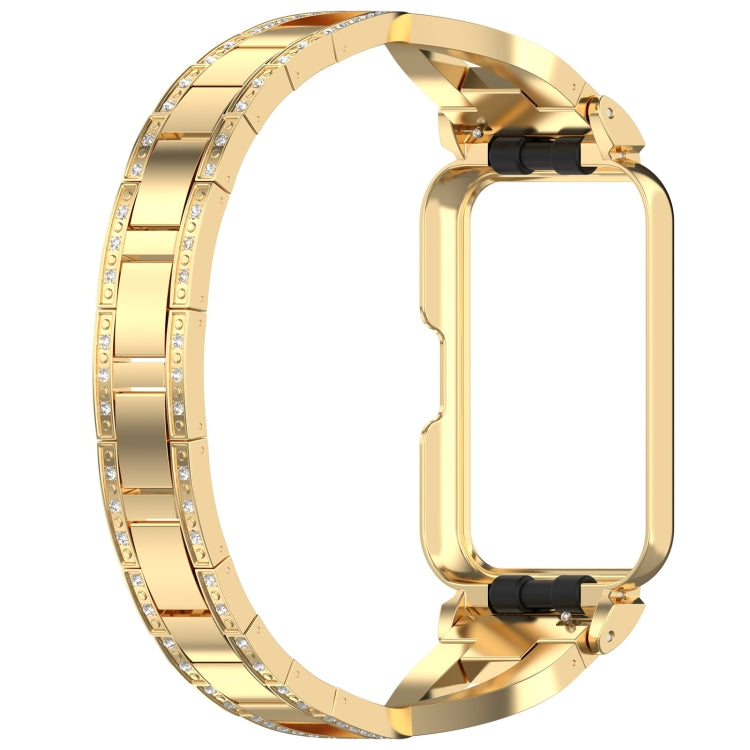 For Samsung Galaxy Fit 3 X Shaped Dual Row Diamond Metal Frame Watch Band(Gold) - Watch Bands by PMC TechLife | Online Shopping South Africa | PMC TechLife