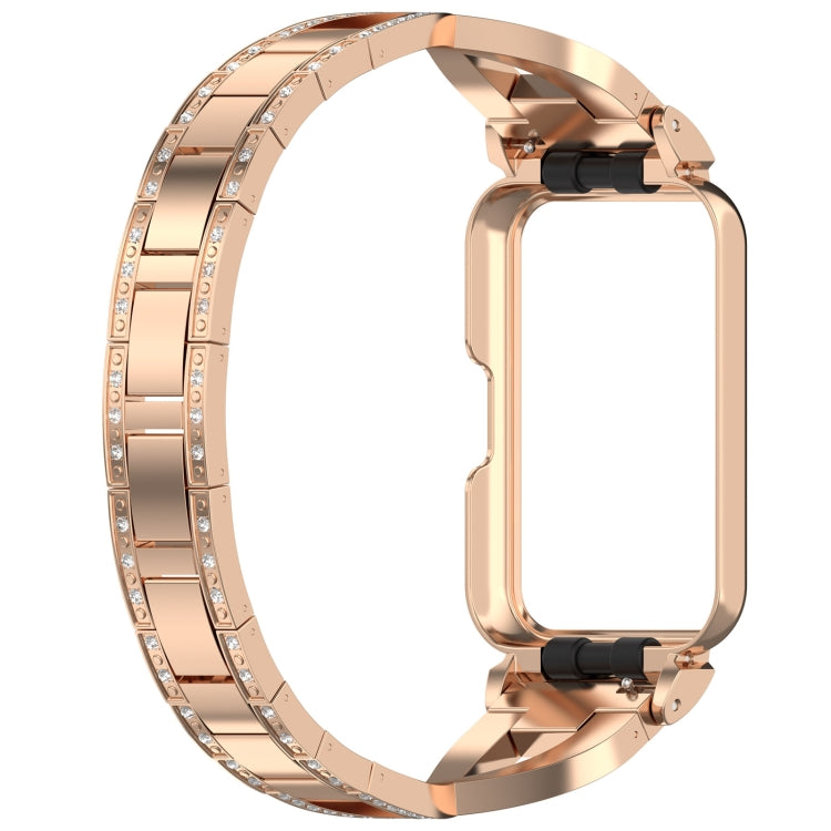 For Samsung Galaxy Fit 3 X Shaped Dual Row Diamond Metal Frame Watch Band(Rose Gold) - Watch Bands by PMC TechLife | Online Shopping South Africa | PMC TechLife | Buy Now Pay Later Mobicred