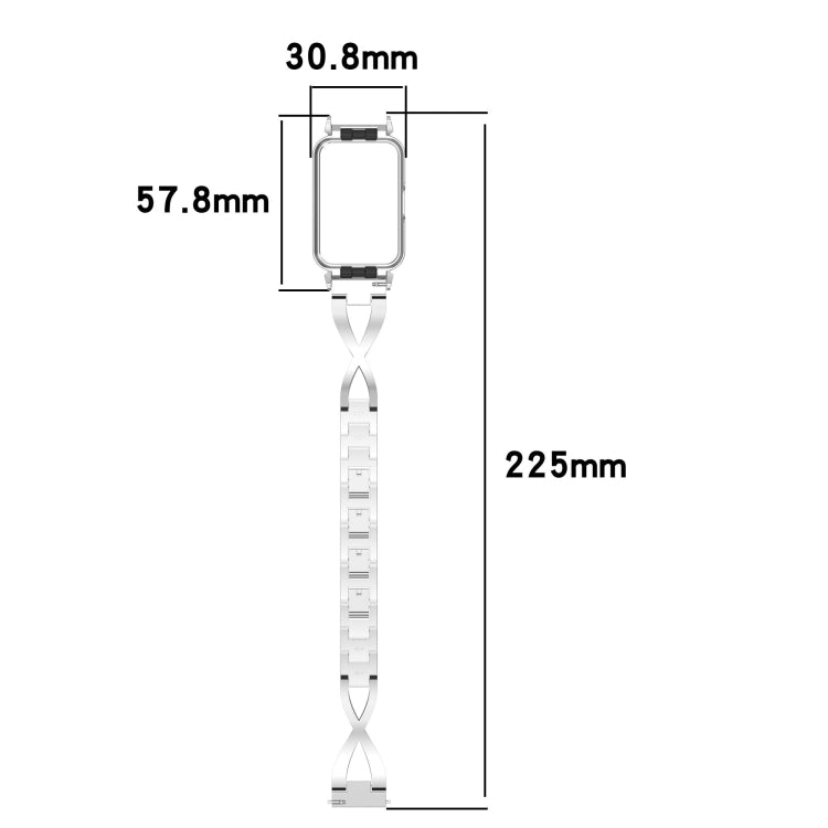 For Samsung Galaxy Fit 3 X Shaped Dual Row Diamond Metal Frame Watch Band(Rose Gold) - Watch Bands by PMC TechLife | Online Shopping South Africa | PMC TechLife | Buy Now Pay Later Mobicred