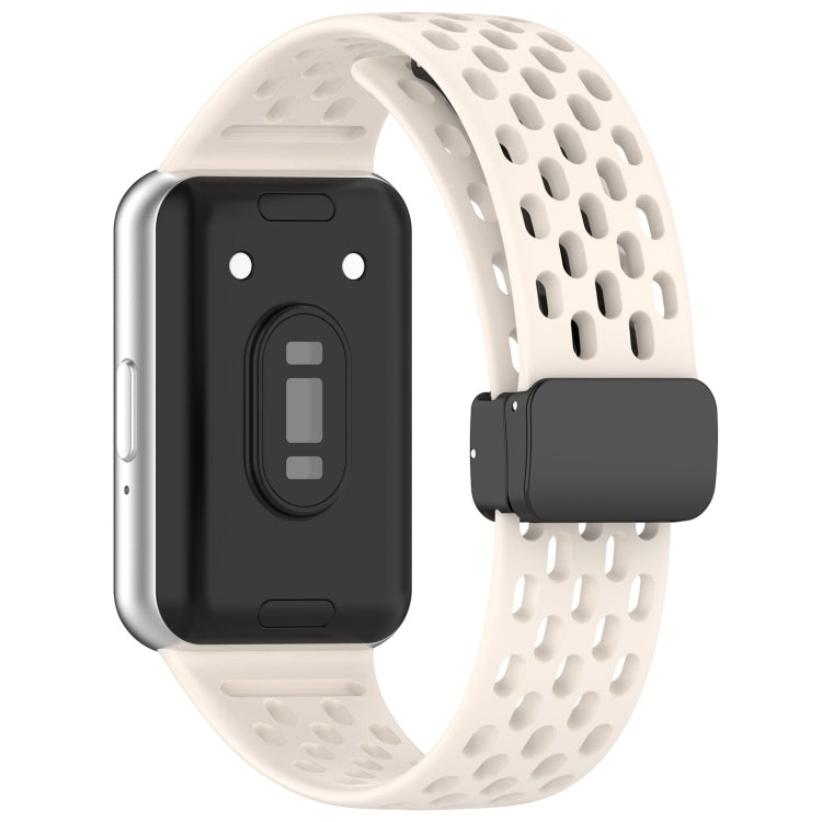 For Samsung Galaxy Fit 3 Hole Style Magnetic Folding Buckle Silicone Watch Band(Starlight) - Watch Bands by PMC TechLife | Online Shopping South Africa | PMC TechLife