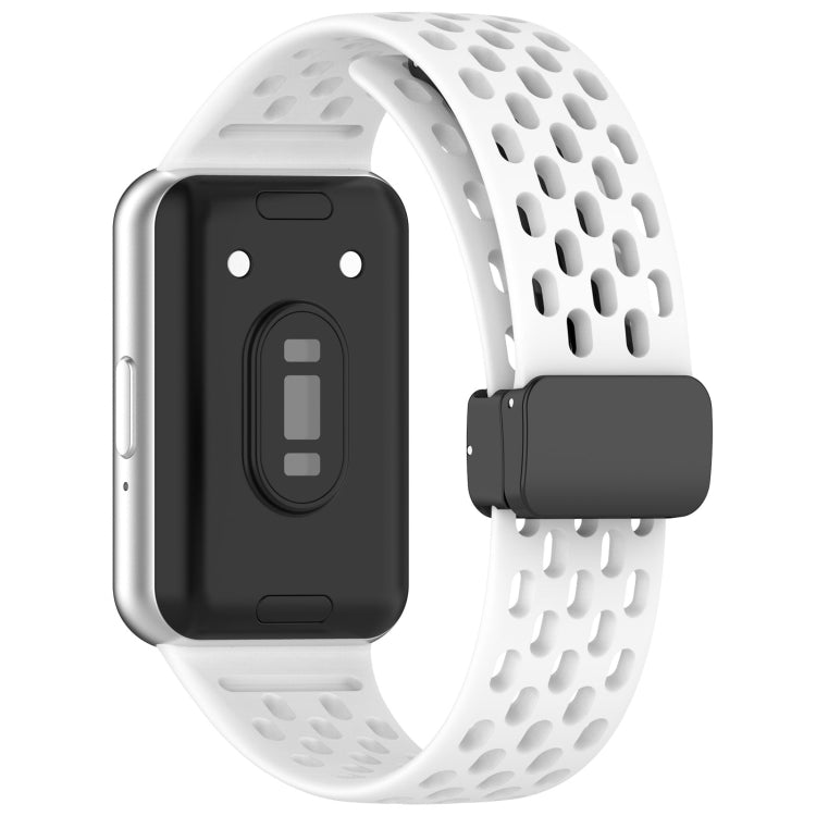 For Samsung Galaxy Fit 3 Hole Style Magnetic Folding Buckle Silicone Watch Band(White) - free shipping - PMC TechLife - Order now!