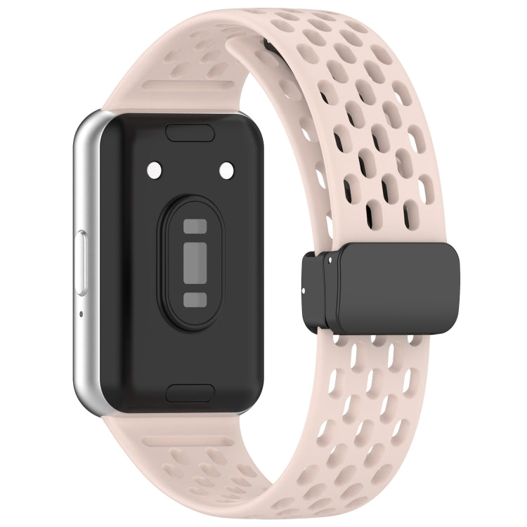 For Samsung Galaxy Fit 3 Hole Style Magnetic Folding Buckle Silicone Watch Band(Pink) - Watch Bands by PMC TechLife | Online Shopping South Africa | PMC TechLife
