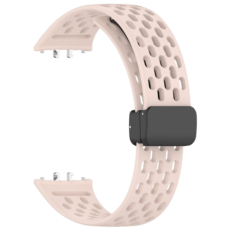 For Samsung Galaxy Fit 3 Hole Style Magnetic Folding Buckle Silicone Watch Band(Pink) - Watch Bands by PMC TechLife | Online Shopping South Africa | PMC TechLife