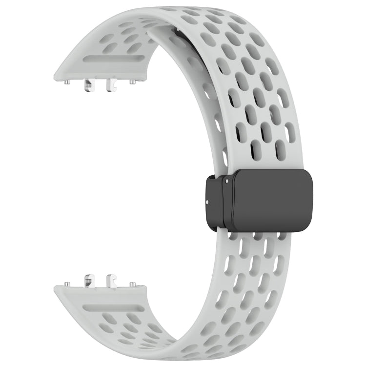 For Samsung Galaxy Fit 3 Hole Style Magnetic Folding Buckle Silicone Watch Band(Light Gray) - Watch Bands by PMC TechLife | Online Shopping South Africa | PMC TechLife