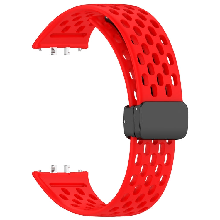 For Samsung Galaxy Fit 3 Hole Style Magnetic Folding Buckle Silicone Watch Band(Red) - Watch Bands by PMC TechLife | Online Shopping South Africa | PMC TechLife