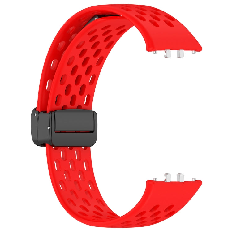 For Samsung Galaxy Fit 3 Hole Style Magnetic Folding Buckle Silicone Watch Band(Red) - Watch Bands by PMC TechLife | Online Shopping South Africa | PMC TechLife