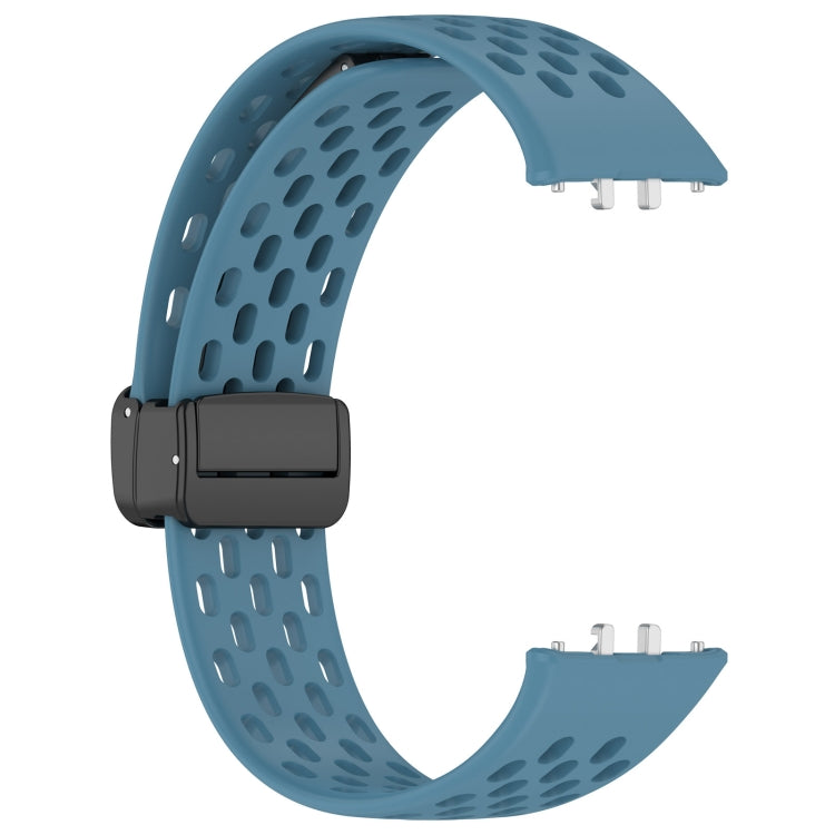 For Samsung Galaxy Fit 3 Hole Style Magnetic Folding Buckle Silicone Watch Band(Blue) - Watch Bands by PMC TechLife | Online Shopping South Africa | PMC TechLife
