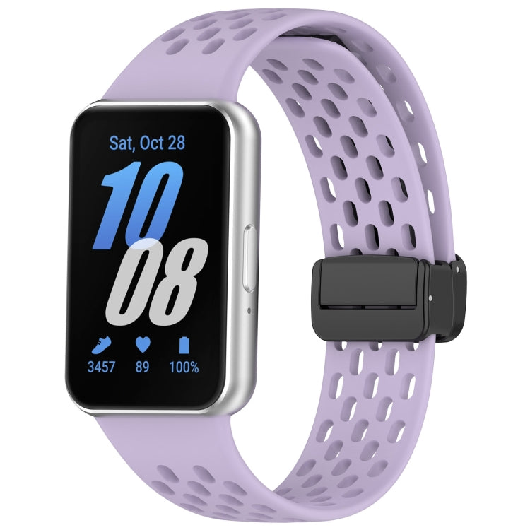 For Samsung Galaxy Fit 3 Hole Style Magnetic Folding Buckle Silicone Watch Band(Purple) - Watch Bands by PMC TechLife | Online Shopping South Africa | PMC TechLife