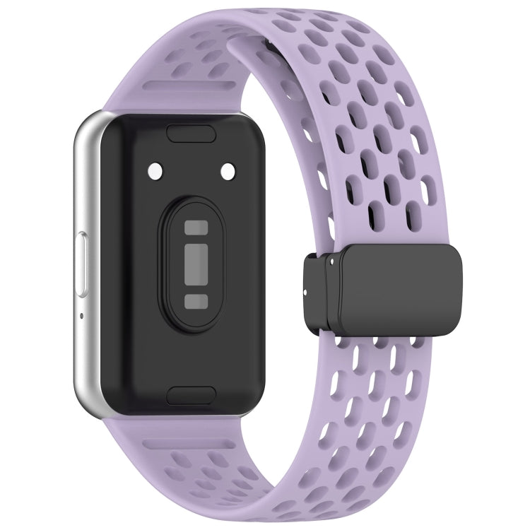 For Samsung Galaxy Fit 3 Hole Style Magnetic Folding Buckle Silicone Watch Band(Purple) - Watch Bands by PMC TechLife | Online Shopping South Africa | PMC TechLife