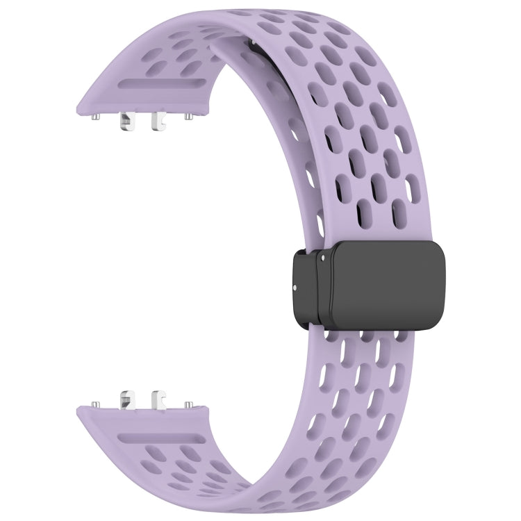 For Samsung Galaxy Fit 3 Hole Style Magnetic Folding Buckle Silicone Watch Band(Purple) - Watch Bands by PMC TechLife | Online Shopping South Africa | PMC TechLife
