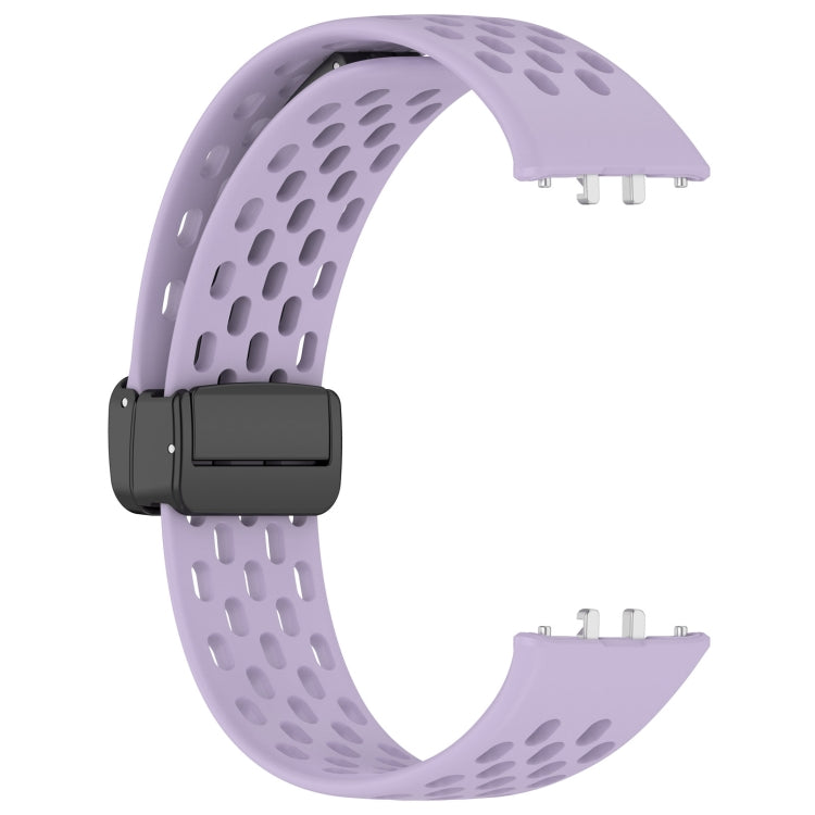 For Samsung Galaxy Fit 3 Hole Style Magnetic Folding Buckle Silicone Watch Band(Purple) - Watch Bands by PMC TechLife | Online Shopping South Africa | PMC TechLife