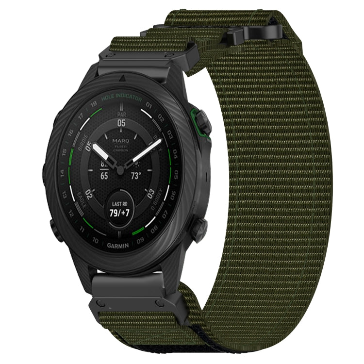 For Garmin MARQ Golfer 22mm Nylon Hook And Loop Fastener Watch Band(Army Green) - Watch Bands by PMC TechLife | Online Shopping South Africa | PMC TechLife