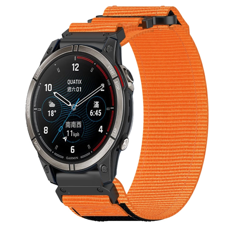 For Garmin Quatix 7 Pro 22mm Nylon Hook And Loop Fastener Watch Band(Orange) - Watch Bands by PMC TechLife | Online Shopping South Africa | PMC TechLife