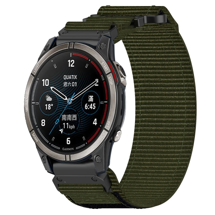 For Garmin Quatix 7 Pro 22mm Nylon Hook And Loop Fastener Watch Band(Army Green) - Watch Bands by PMC TechLife | Online Shopping South Africa | PMC TechLife